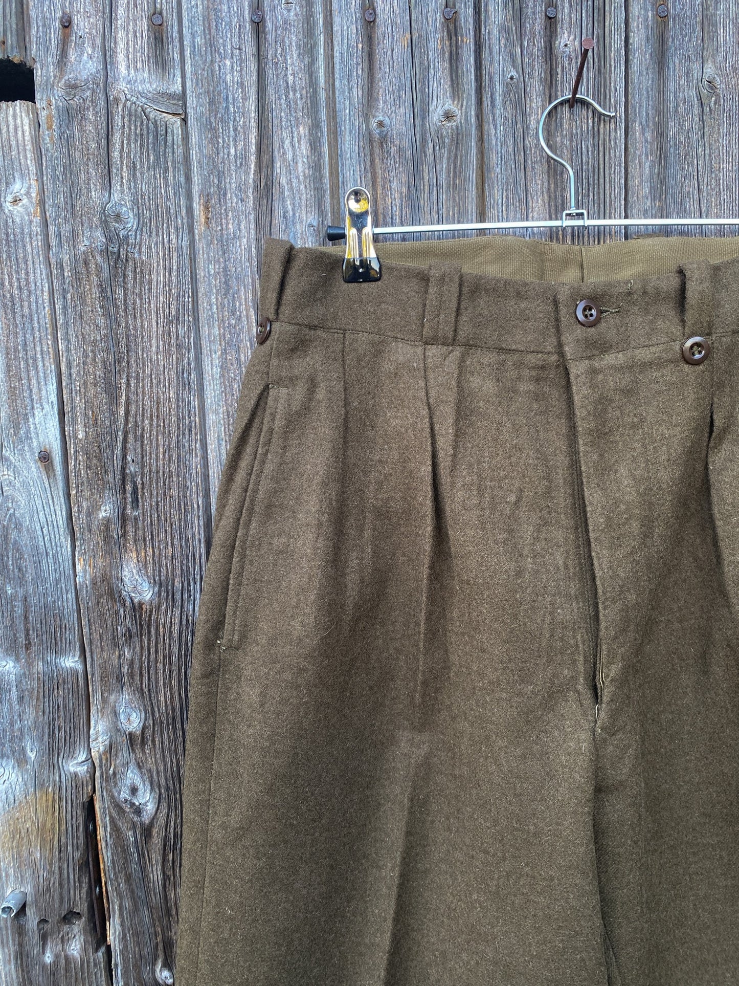 1960s M52 Pleated Wool Pants, French Army, Size S