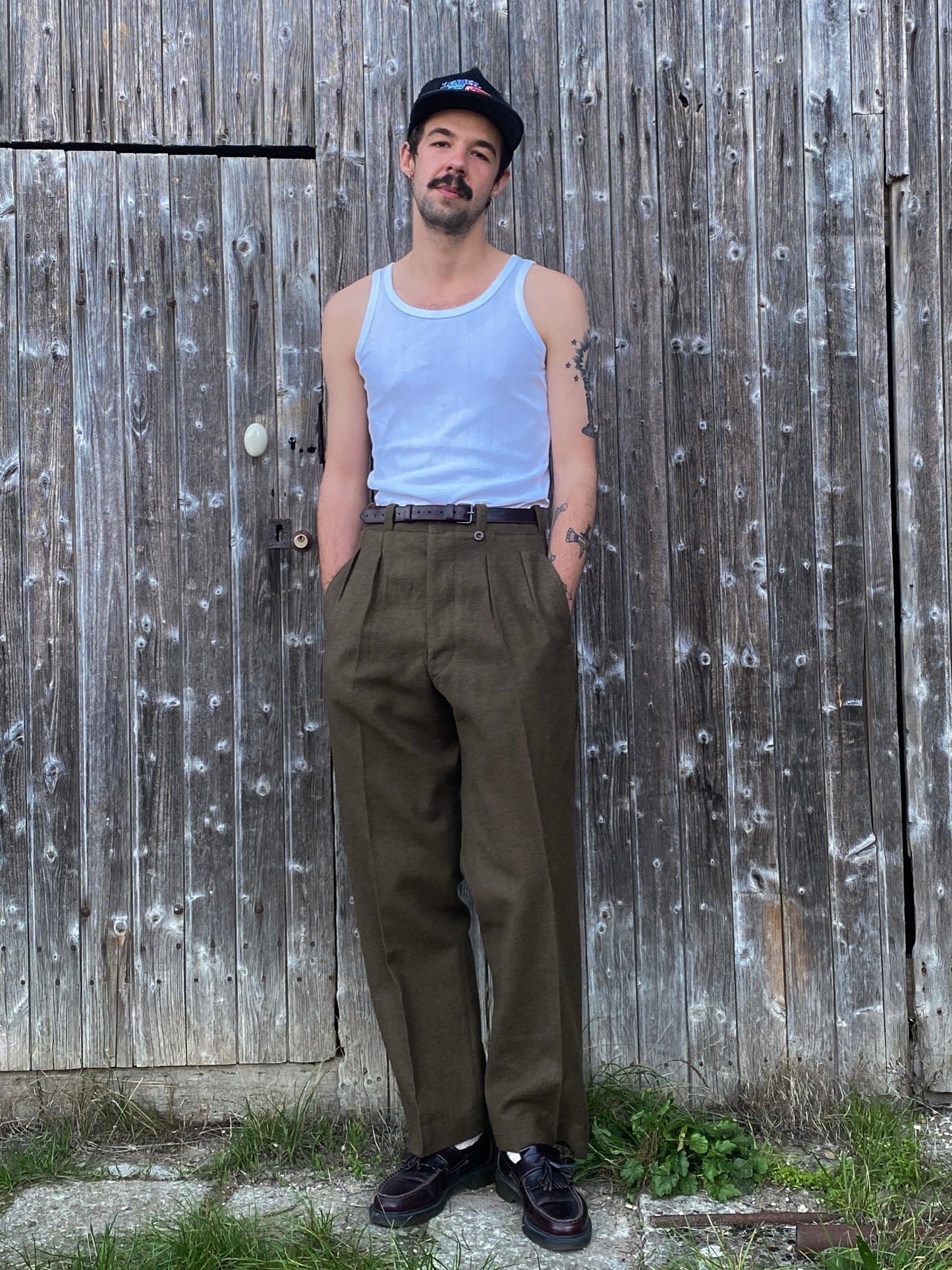 1960s M52 Pleated Wool Pants, French Army, Size S