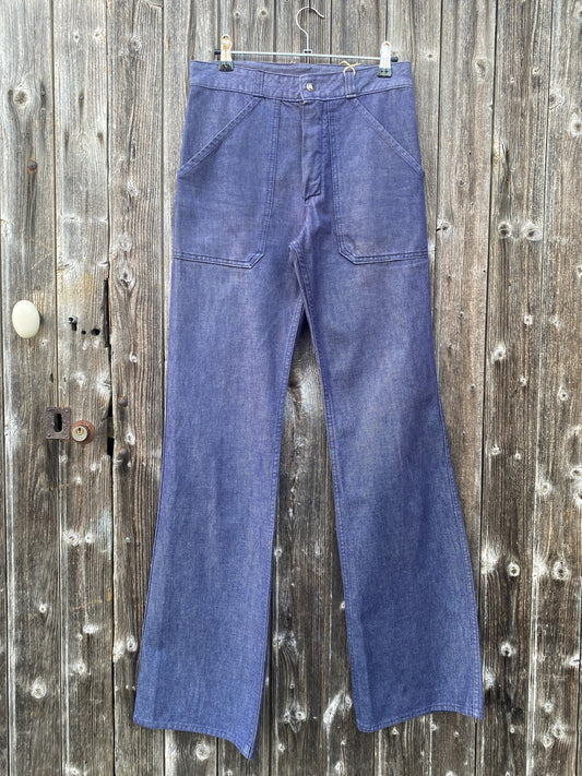 1970s French Marine Denim Pants, Size XS