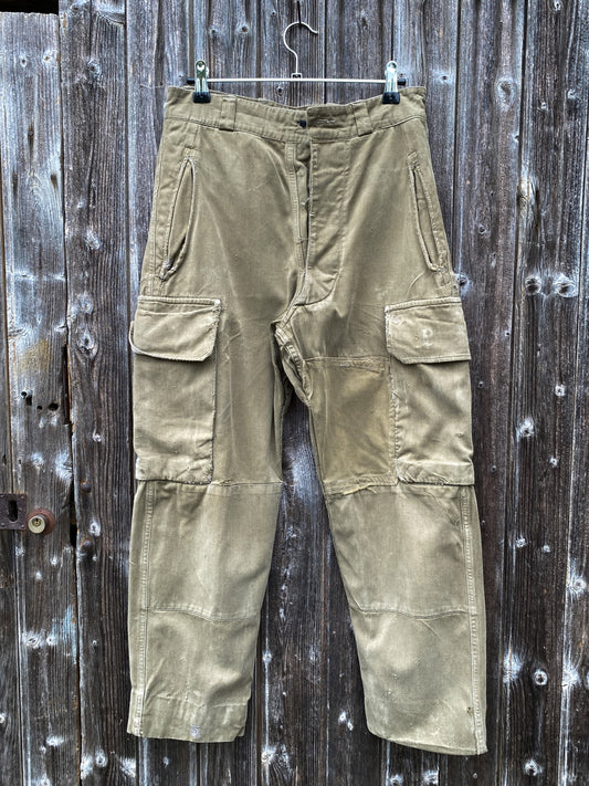 1950s French Army M47 HBT Cargo Pants, Size XS