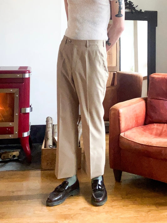 1980s French Army Pleated Pants, Size XXS to M