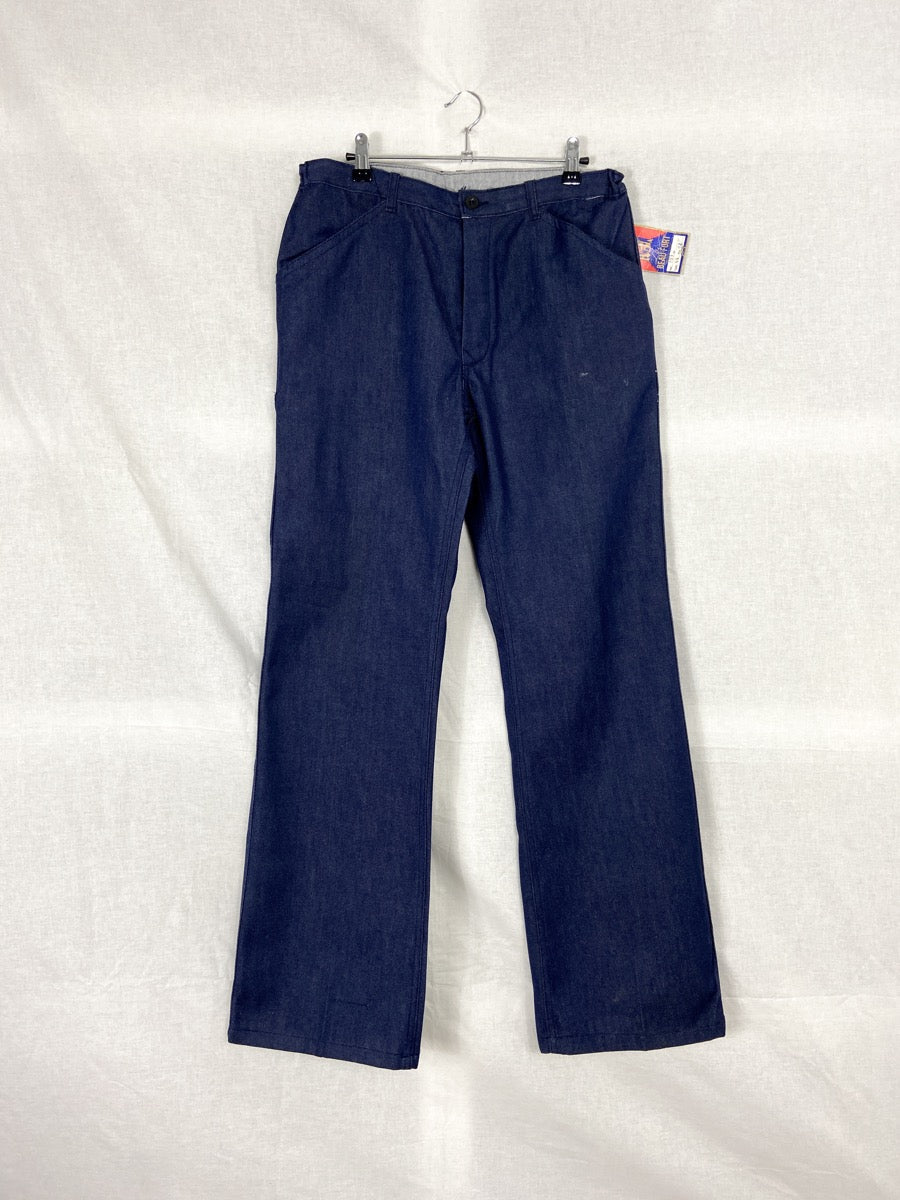 1980s French Denim Flaired Chore Pants, Deadstock, Size S/M