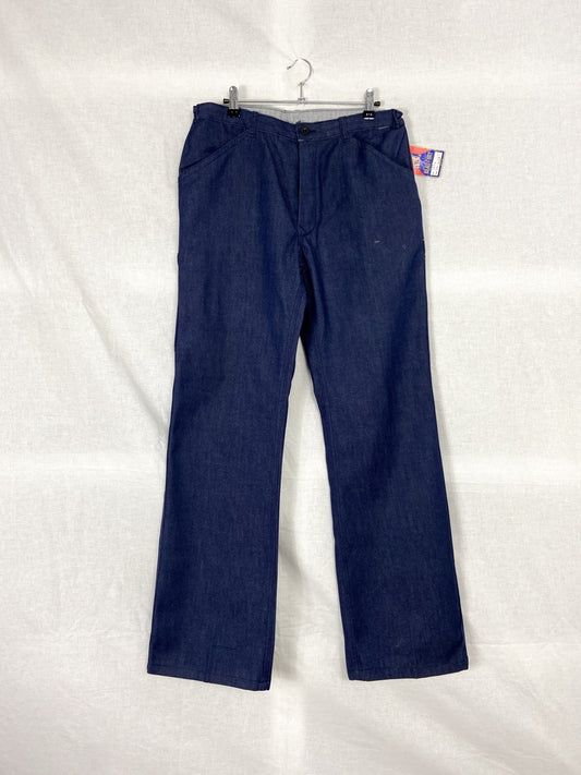 1980s French Denim Flaired Chore Pants, Deadstock, Size S/M