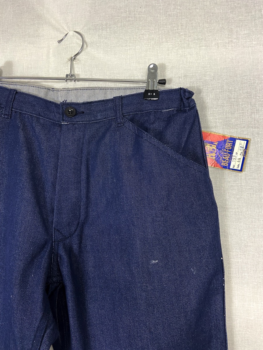 1980s French Denim Flaired Chore Pants, Deadstock, Size S/M