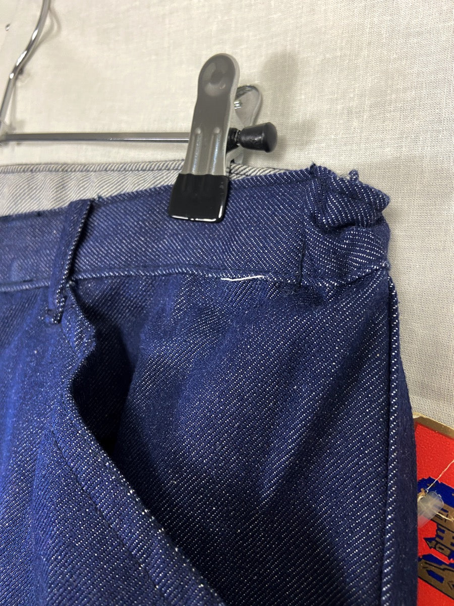 1980s French Denim Flaired Chore Pants, Deadstock, Size S/M