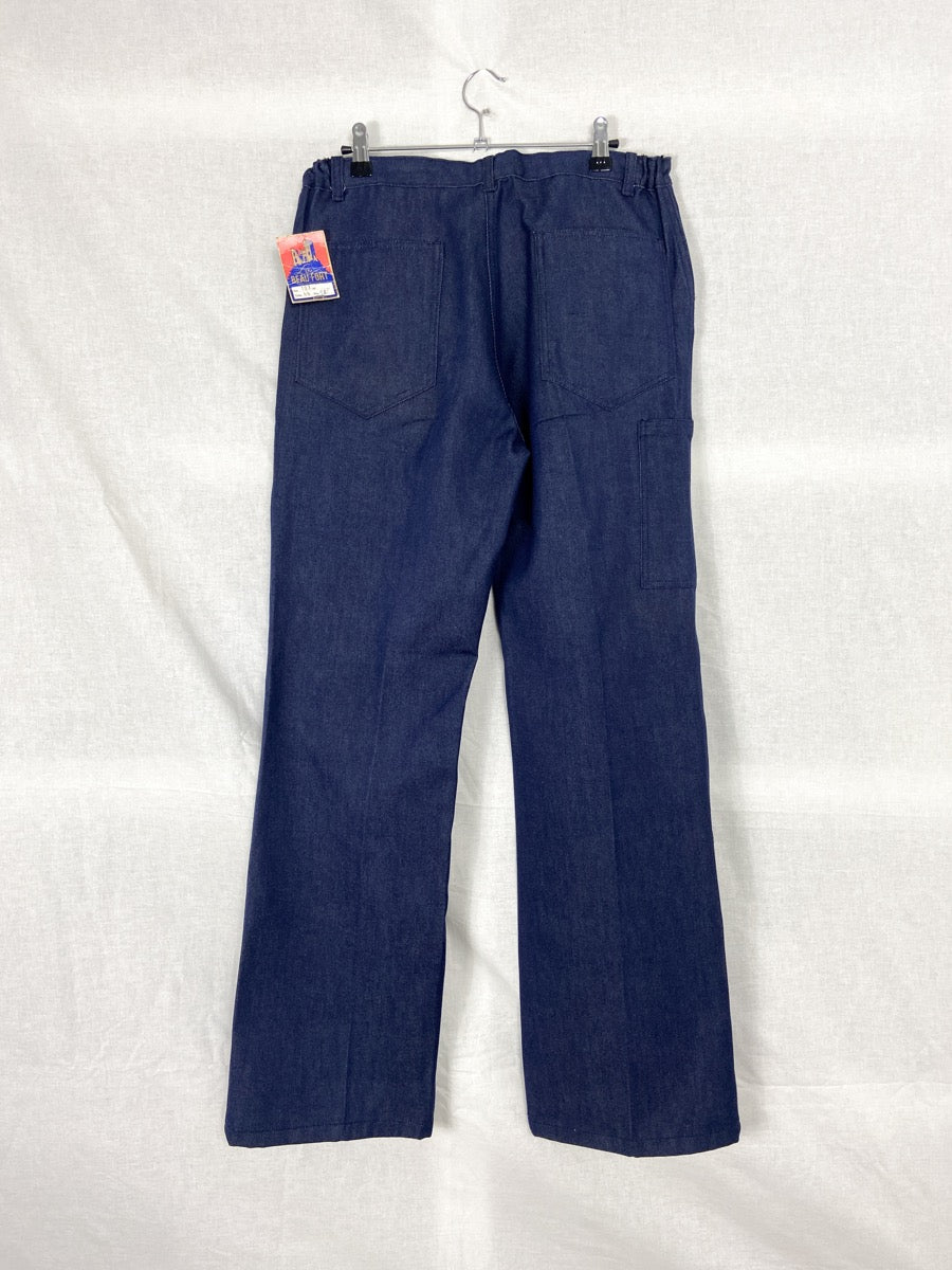 1980s French Denim Flaired Chore Pants, Deadstock, Size S/M