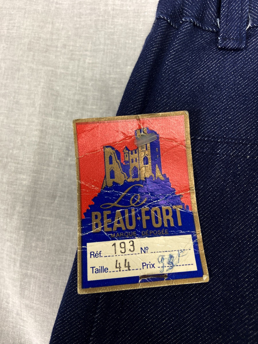 1980s French Denim Flaired Chore Pants, Deadstock, Size S/M