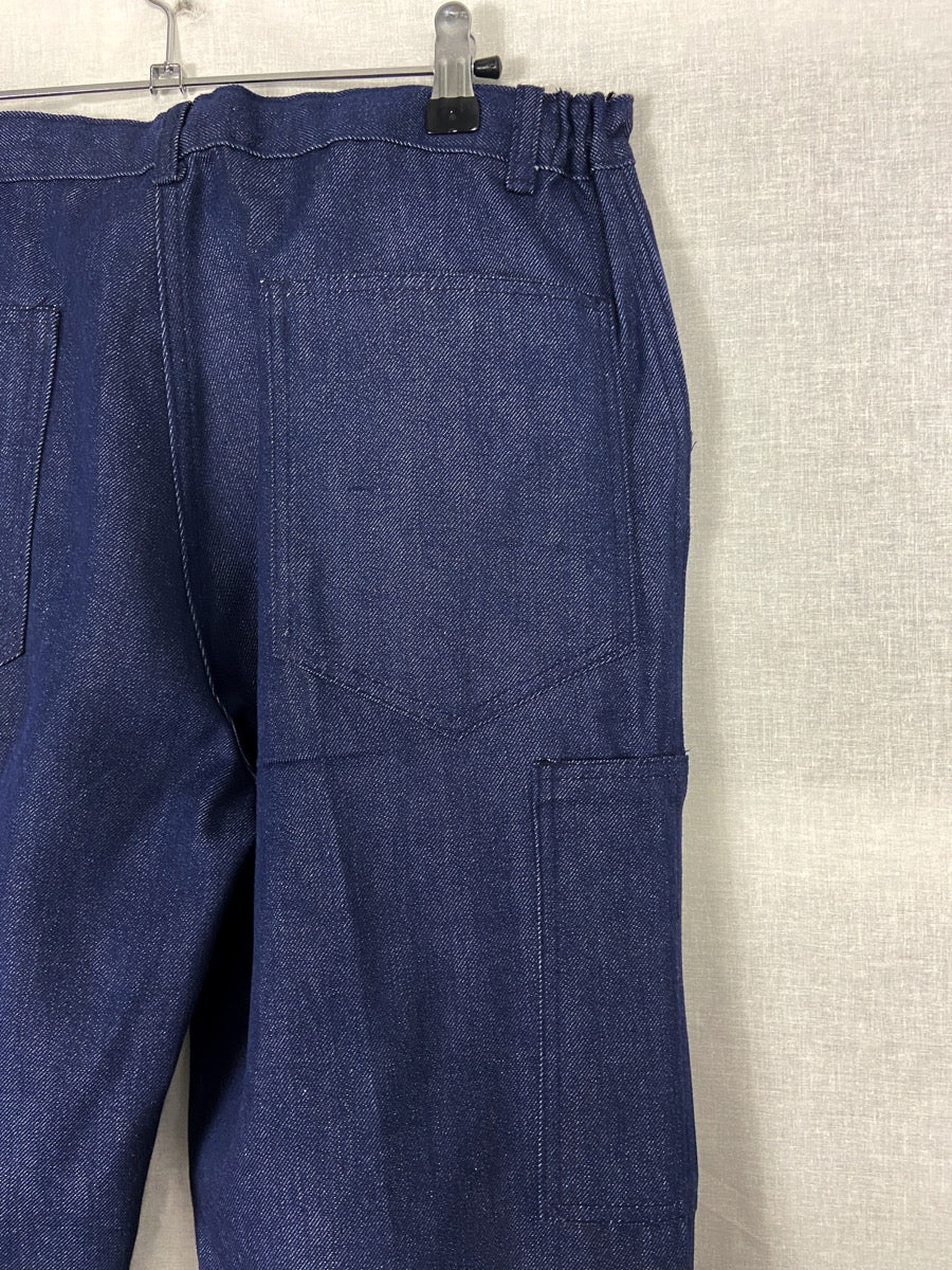 1980s French Denim Flaired Chore Pants, Deadstock, Size S/M