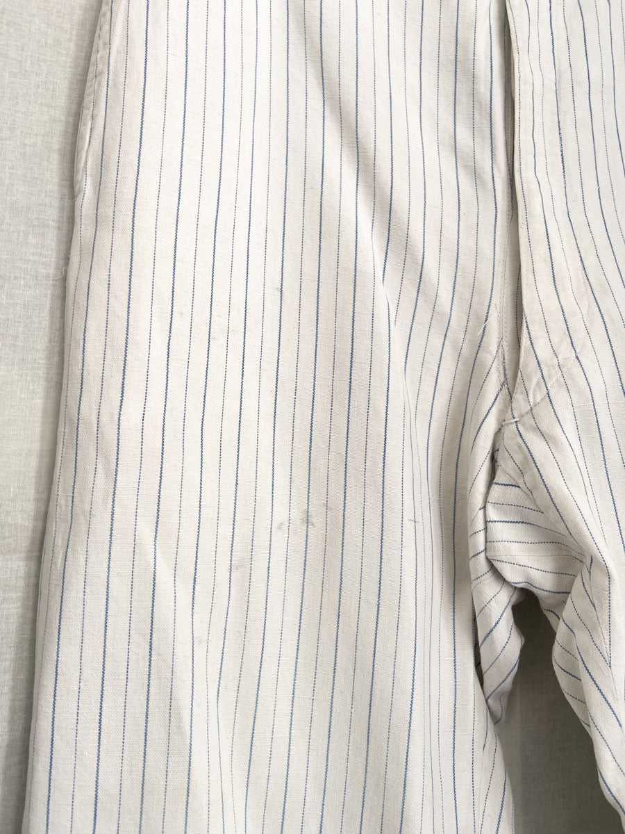 1940s Striped French Work Pants, Buckle Back, Size S