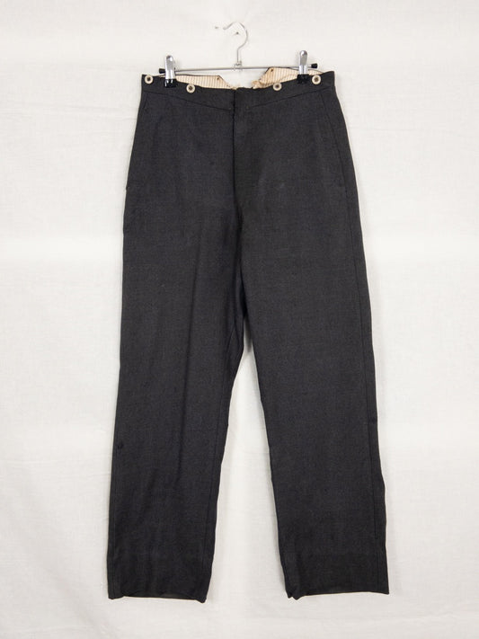 1950s Wool French Work Pants, Cinch Back, Size S
