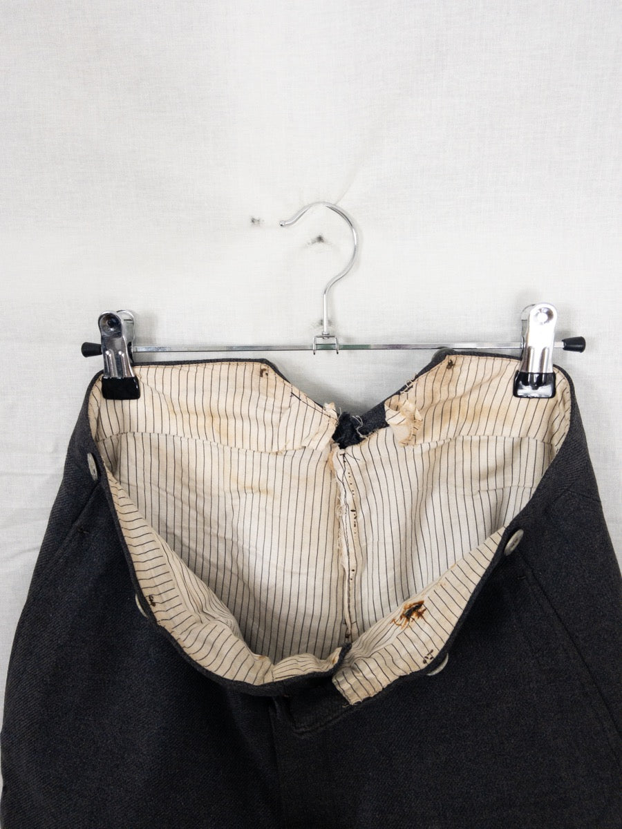 1950s Wool French Work Pants, Cinch Back, Size S