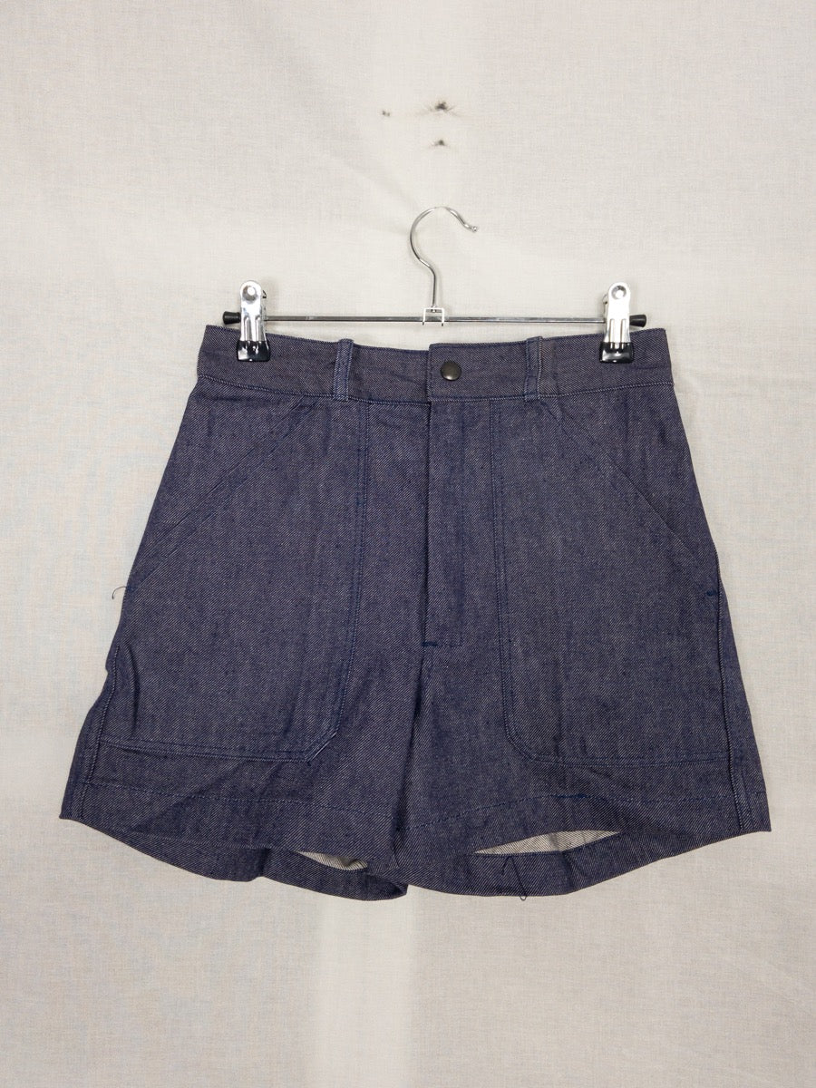 1960s French Navy Denim Shorts, Deadstock, Size XS