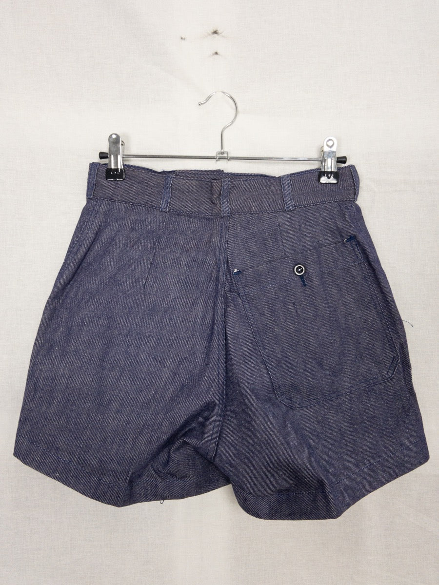1960s French Navy Denim Shorts, Deadstock, Size XS