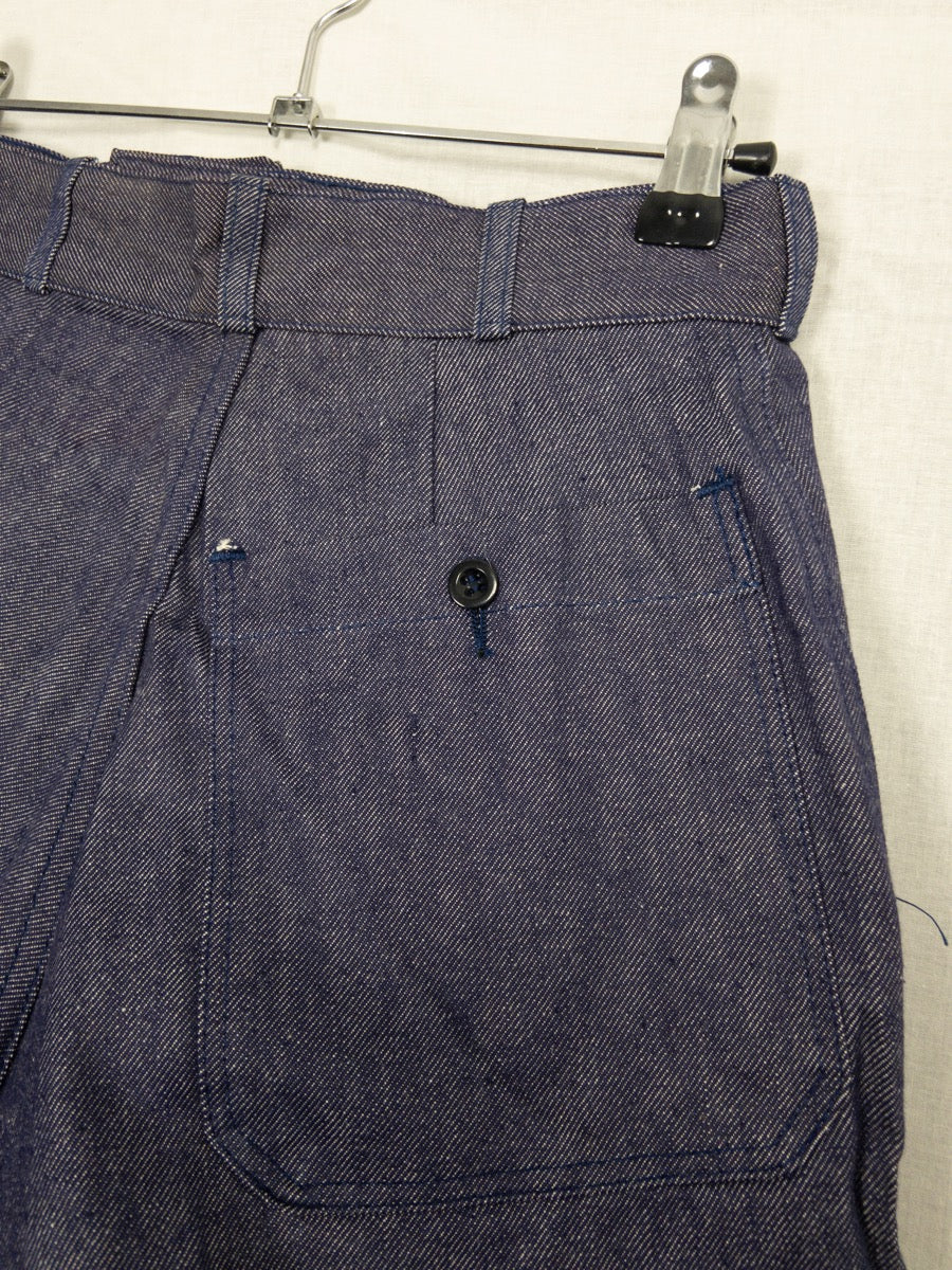 1960s French Navy Denim Shorts, Deadstock, Size XS