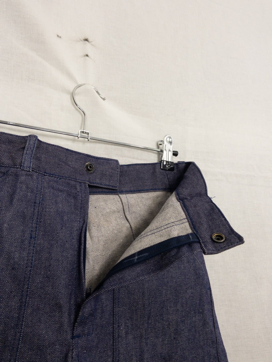 1960s French Navy Denim Shorts, Deadstock, Size XS