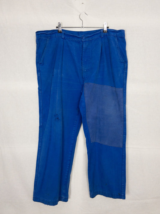 1970s French Blue Work Pants, Size 2XL