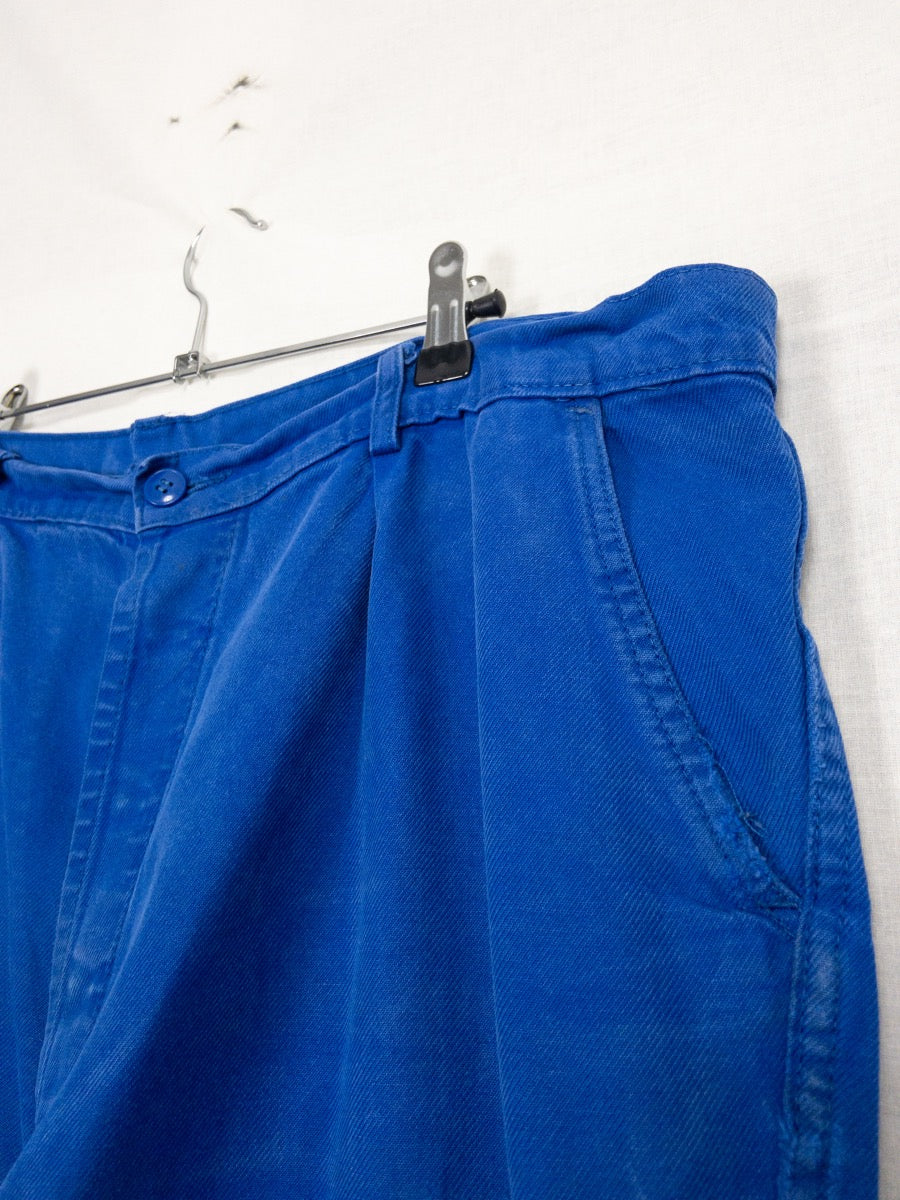 1970s French Blue Work Pants, Size 2XL