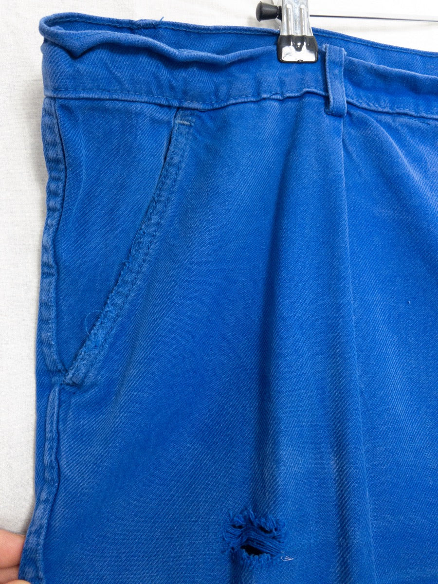 1970s French Blue Work Pants, Size 2XL