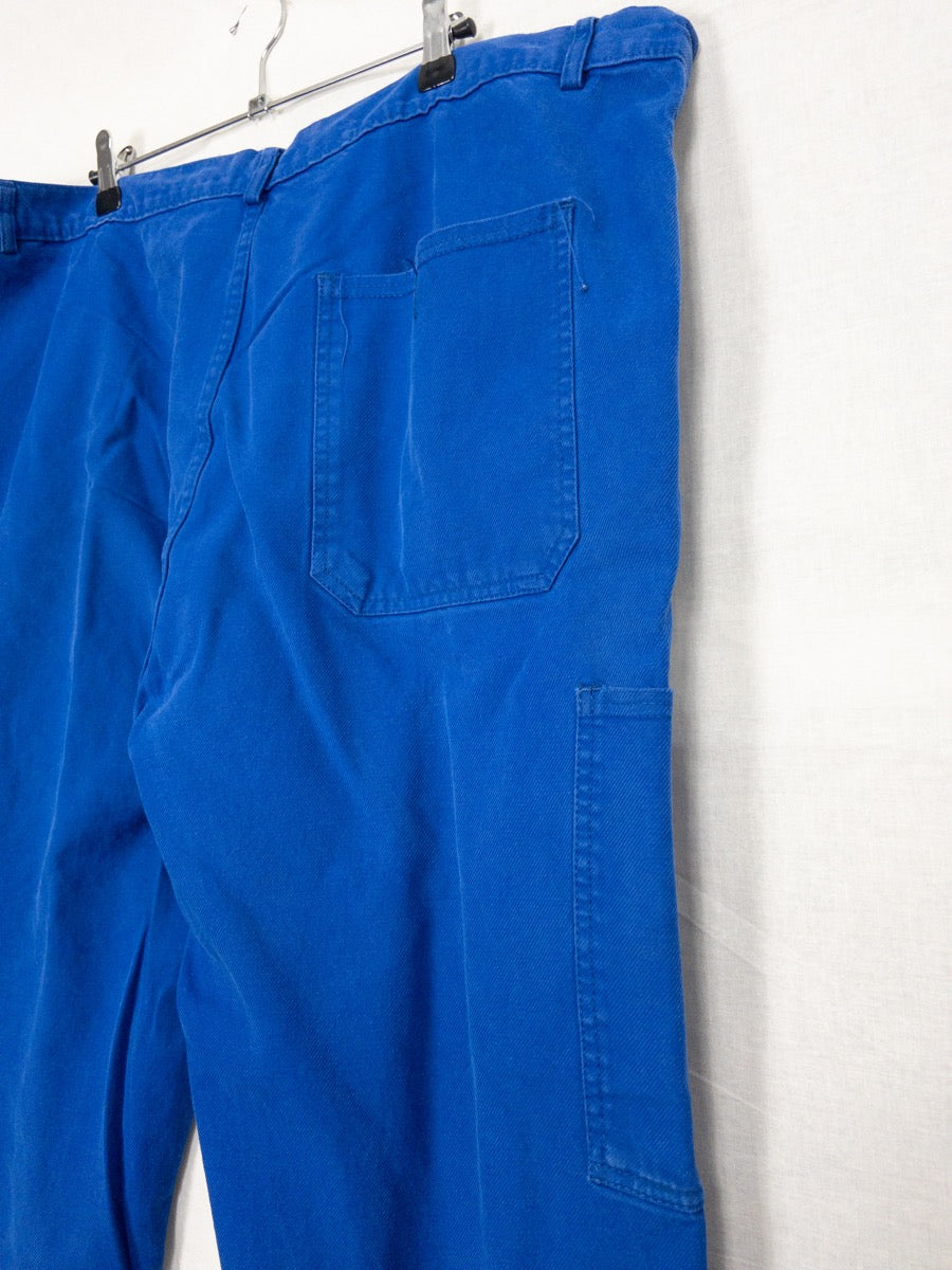 1970s French Blue Work Pants, Size 2XL