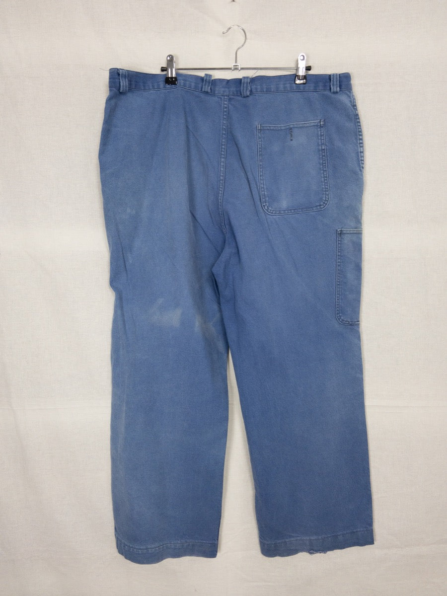 1970s French Blue Work Pants, Size XL/2XL