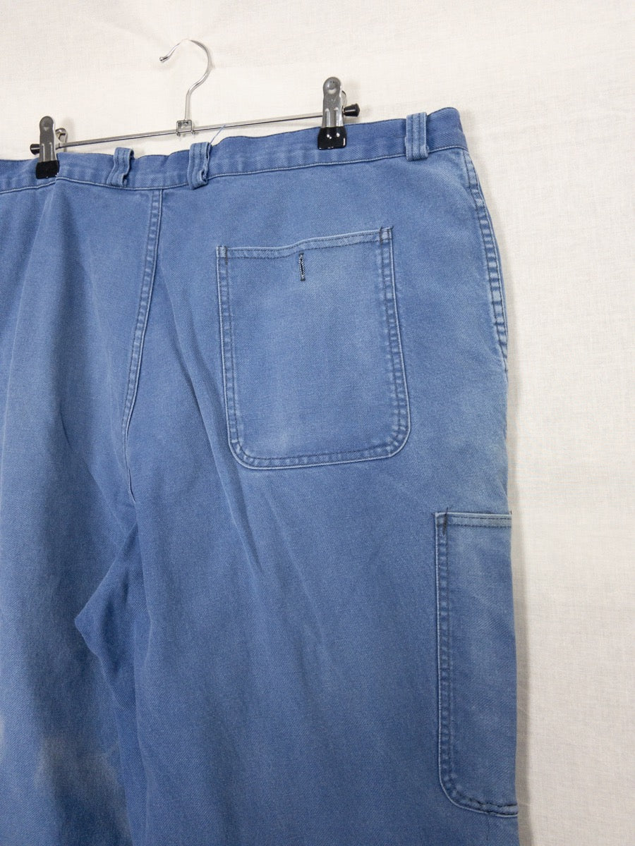 1970s French Blue Work Pants, Size XL/2XL