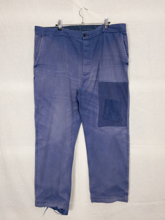 1970s French Blue Work Pants, Size 2XL