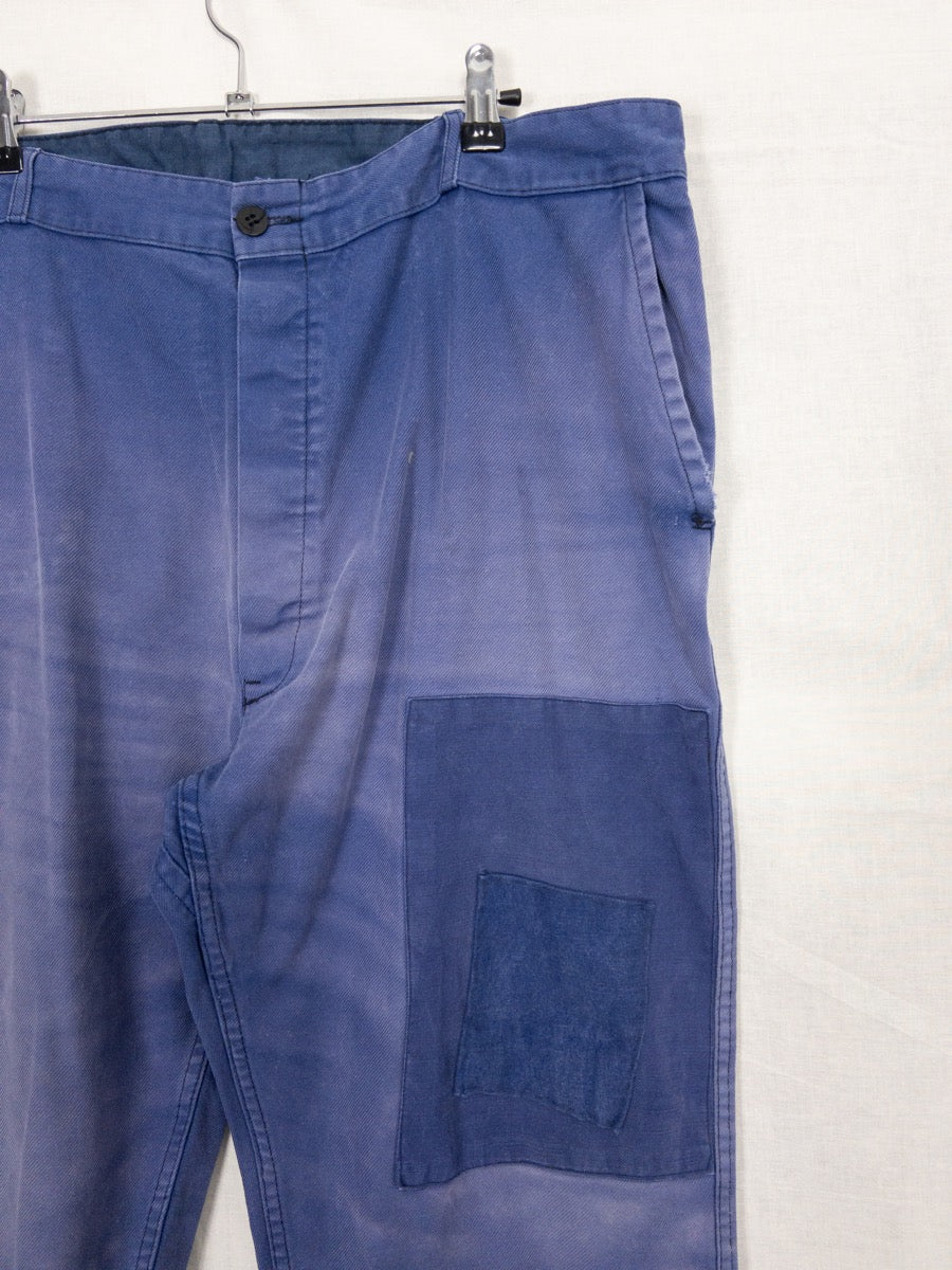 1970s French Blue Work Pants, Size 2XL