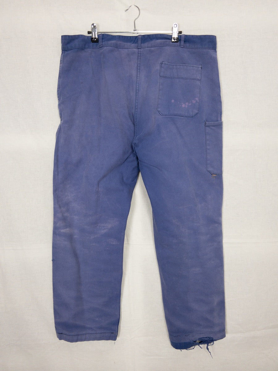 1970s French Blue Work Pants, Size 2XL
