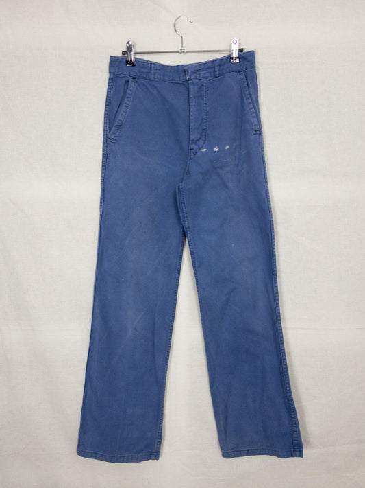 1980s French Blue Work Pants, Size S