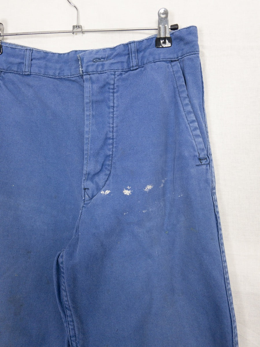 1980s French Blue Work Pants, Size S