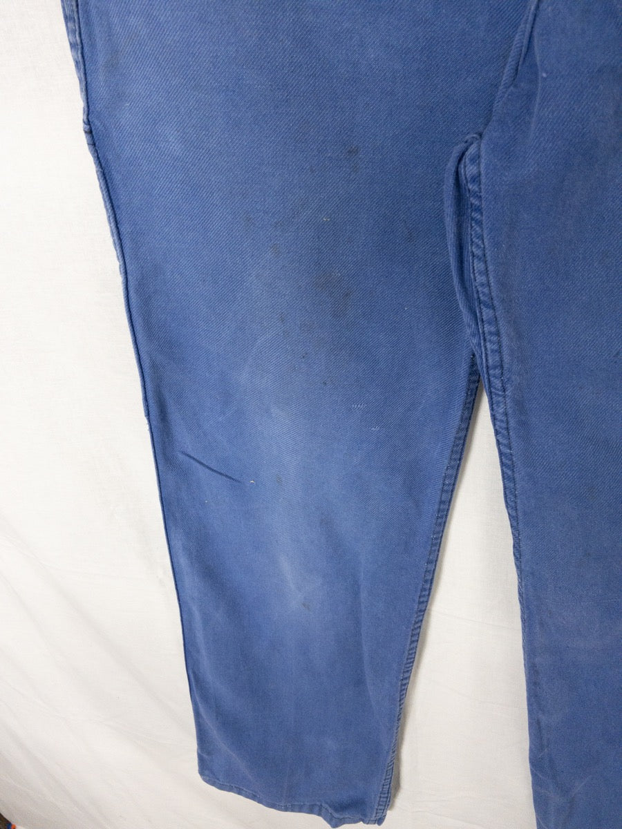 1980s French Blue Work Pants, Size S