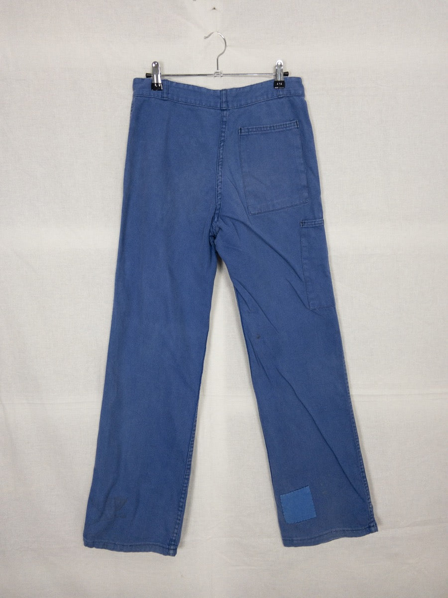 1980s French Blue Work Pants, Size S