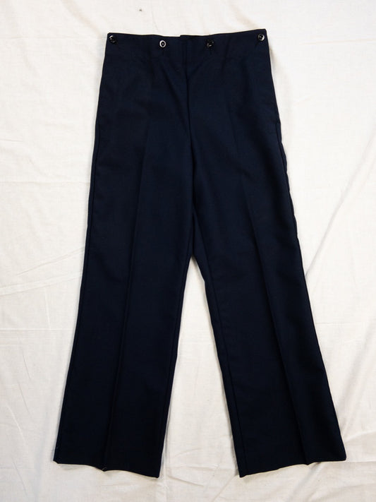 1990s French Navy Deck Wool Pants, Size S