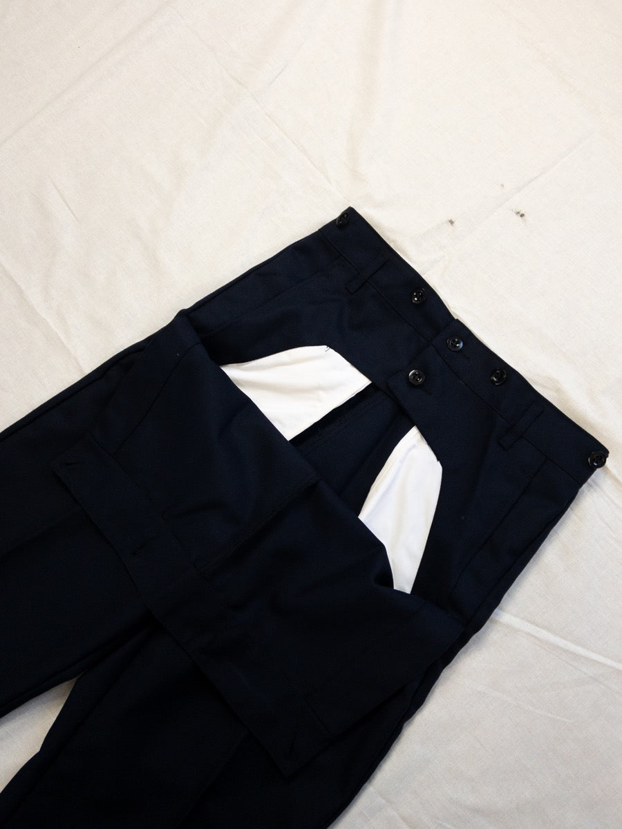 1990s French Navy Deck Wool Pants, Size S