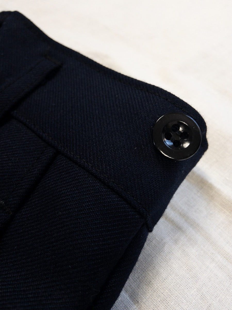 1990s French Navy Deck Wool Pants, Size S