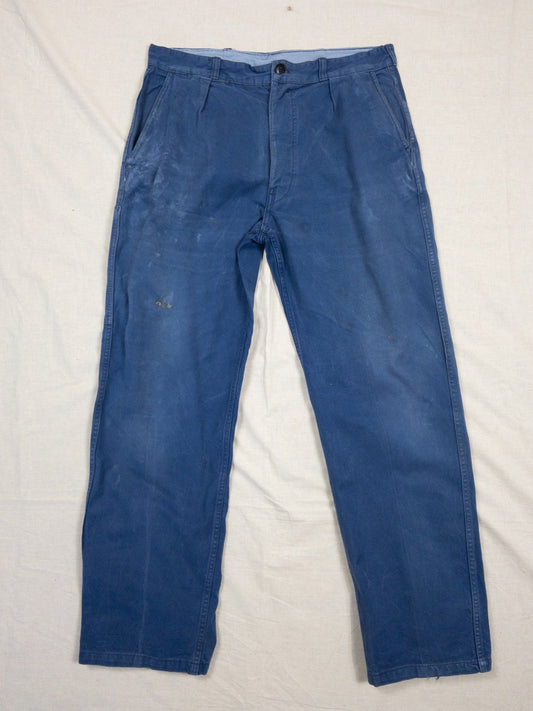 1970s French Blue Work Pants, Size M