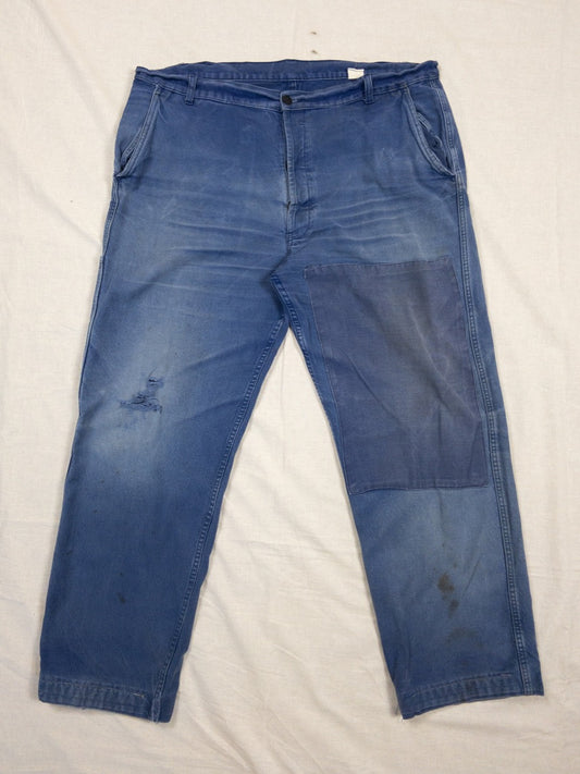1970s French Blue Work Pants, Size XL