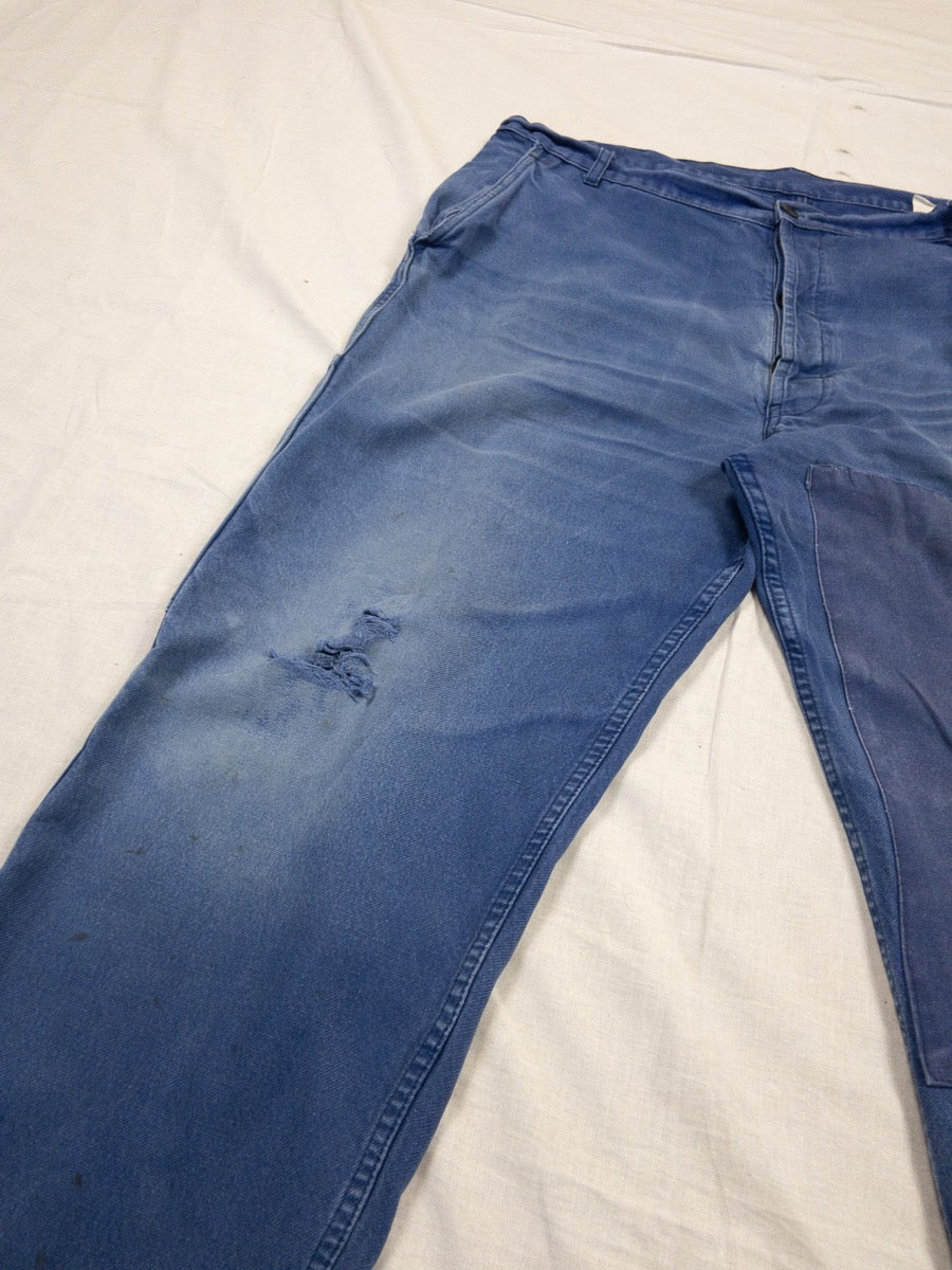 1970s French Blue Work Pants, Size XL