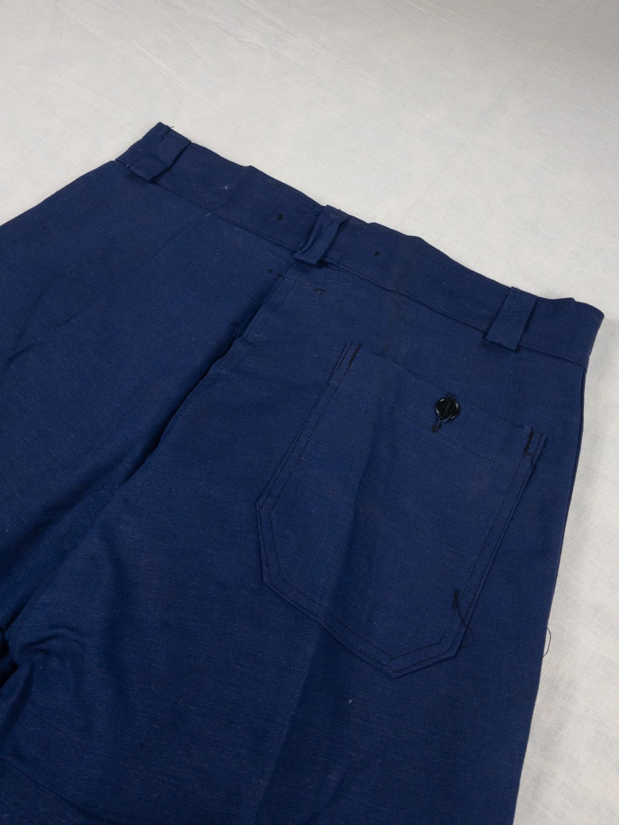 1950s French Blue Work Pants, Deadstock, Size S