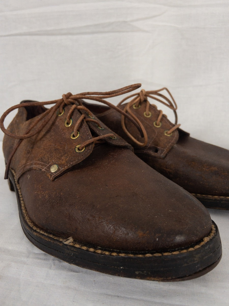 1957 French Army Derby Shoes, Rough out Leather, Size US 8 - EU 41