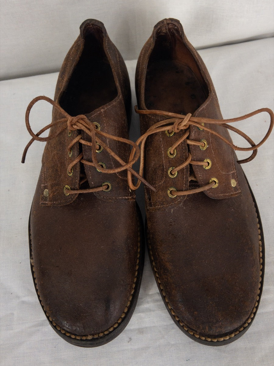 1957 French Army Derby Shoes, Rough out Leather, Size US 8 - EU 41