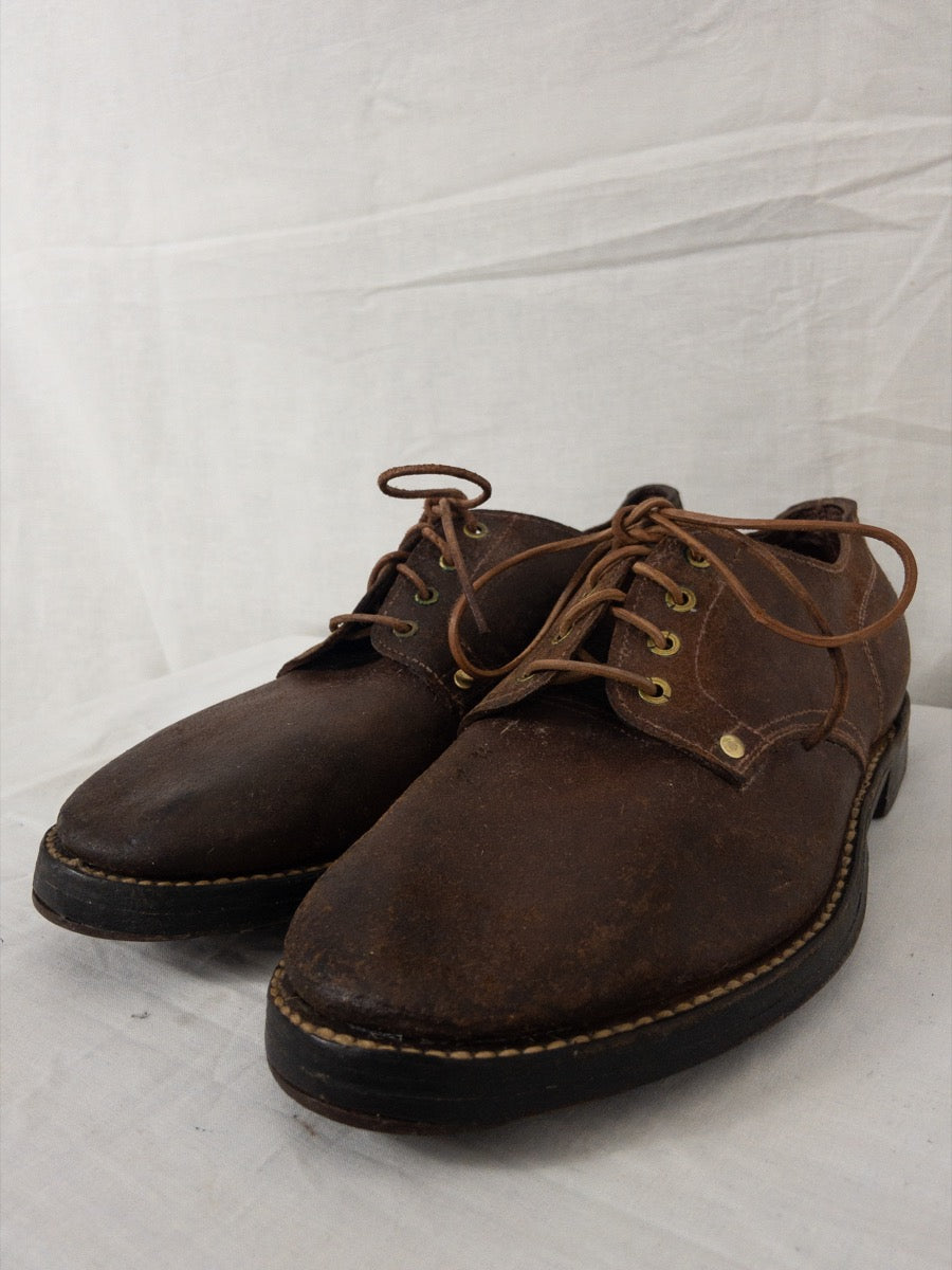 1957 French Army Derby Shoes, Rough out Leather, Size US 8 - EU 41