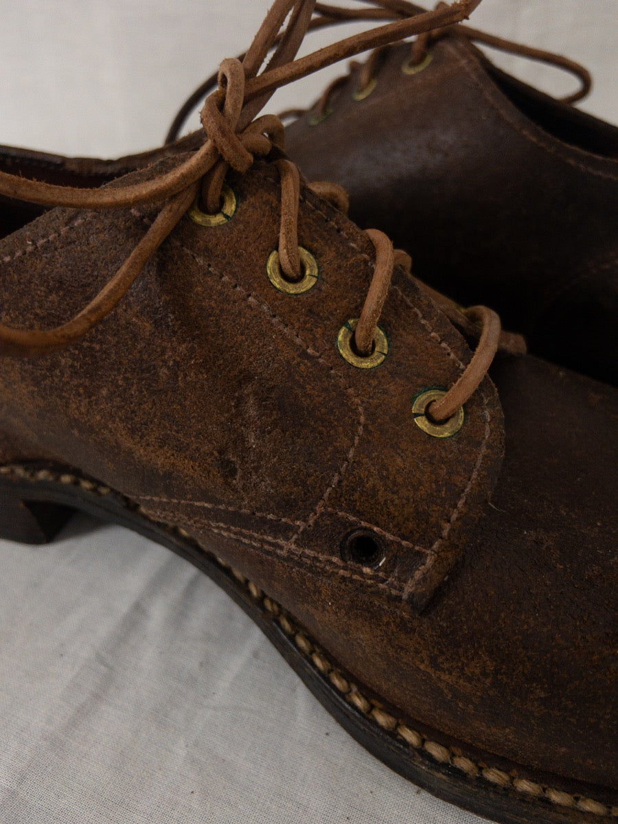 1957 French Army Derby Shoes, Rough out Leather, Size US 8 - EU 41