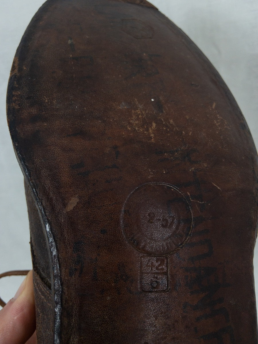 1957 French Army Derby Shoes, Rough out Leather, Size US 8 - EU 41
