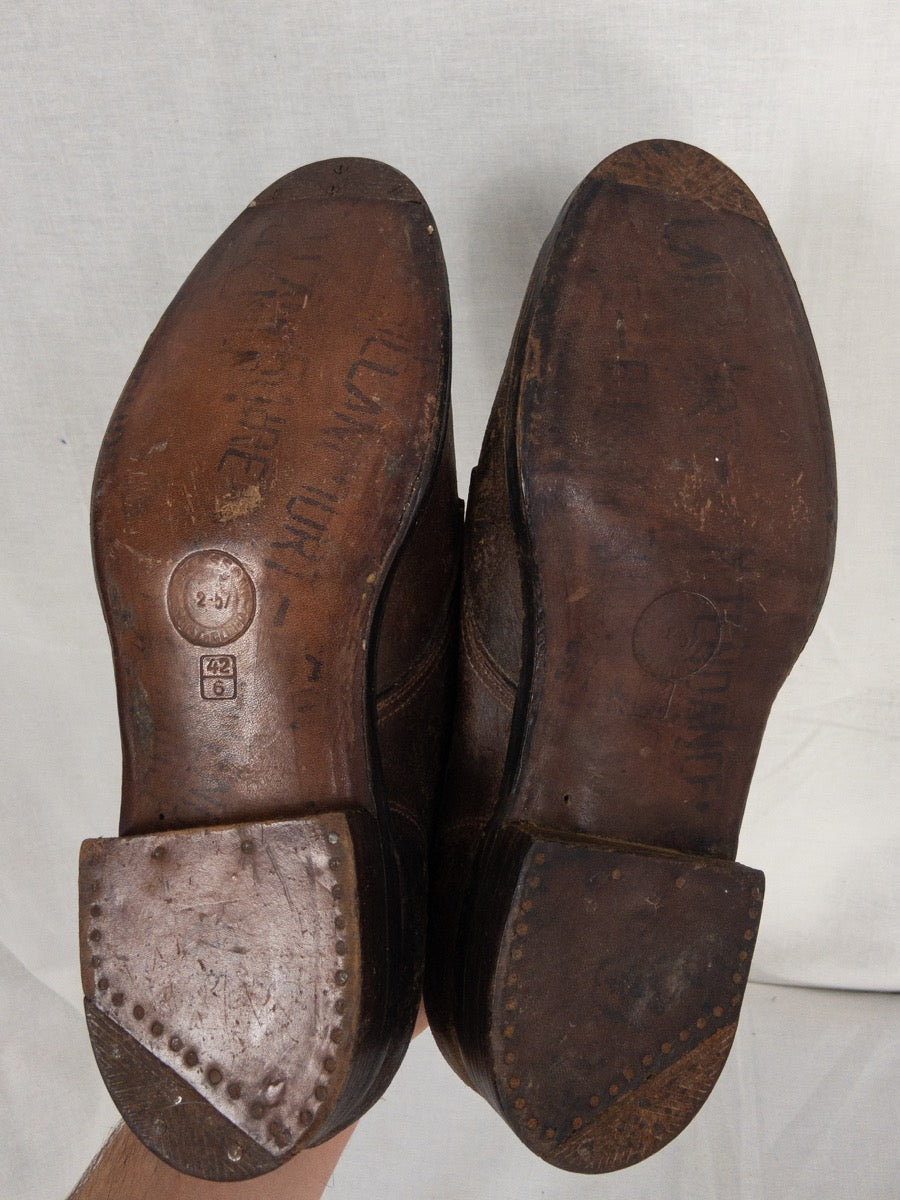 1957 French Army Derby Shoes, Rough out Leather, Size US 8 - EU 41