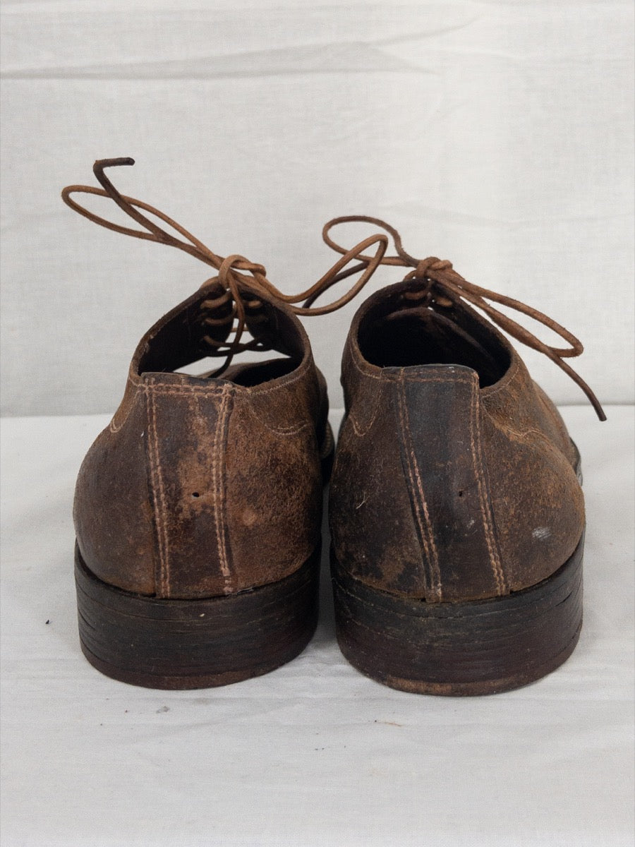 1957 French Army Derby Shoes, Rough out Leather, Size US 8 - EU 41