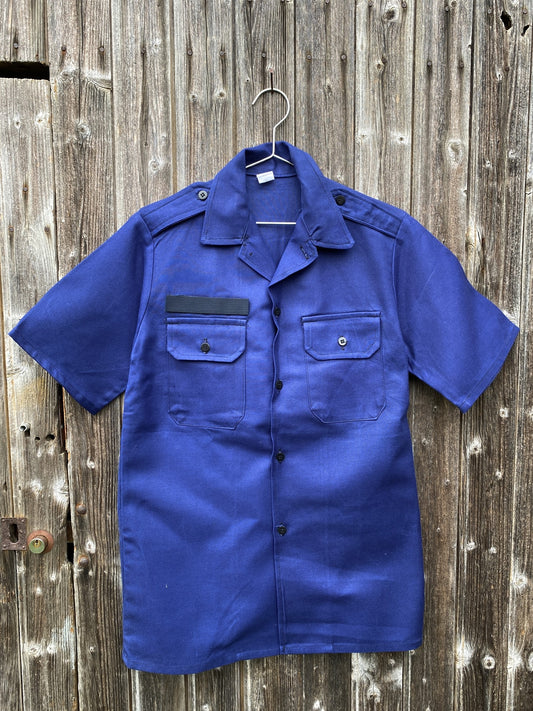 1980s French Short 1990s French Police Short Sleeves Shirt, Size S Shirt, Size XL