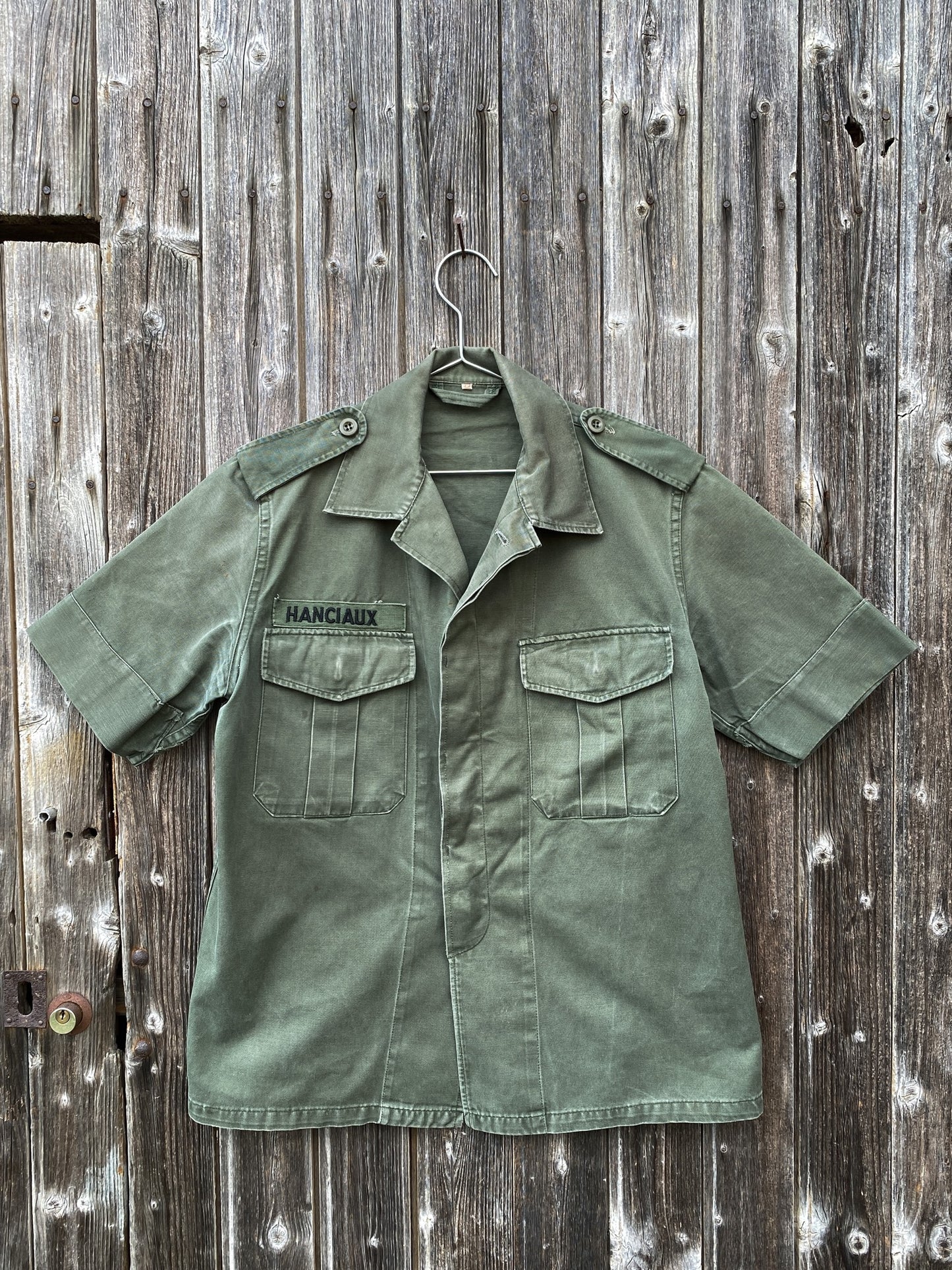 1970s Belgian Army Short Sleeves Shirts, Size S/M