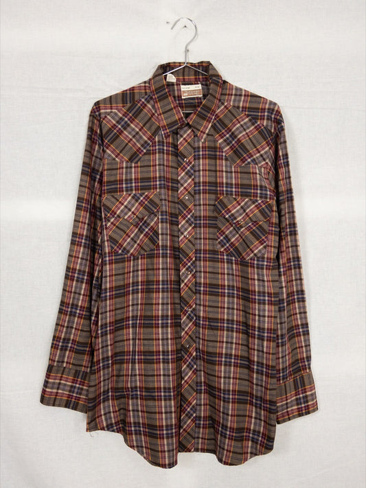 1980s Western Wear Light Western Shirt, Size L