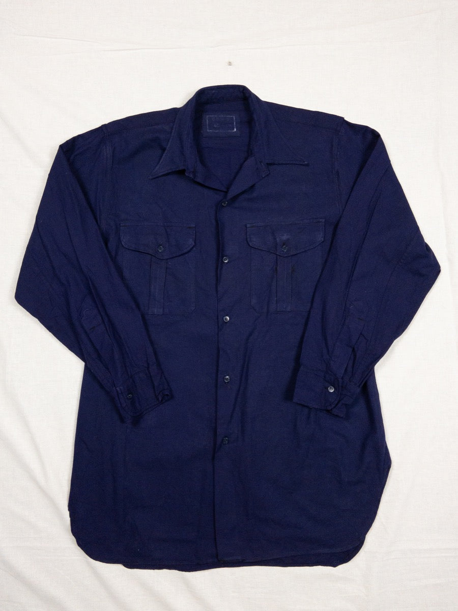 1970s French Army Blue Field Shirt, Size XL